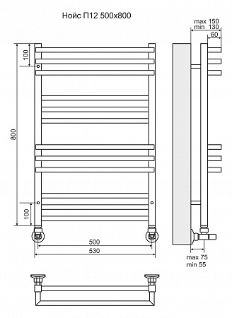 Нойс П12 500х800 Полотенцесушитель  TERMINUS Барнаул - фото 3