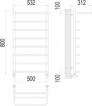 Полка П8 500х800  Полотенцесушитель  TERMINUS Барнаул - фото 3