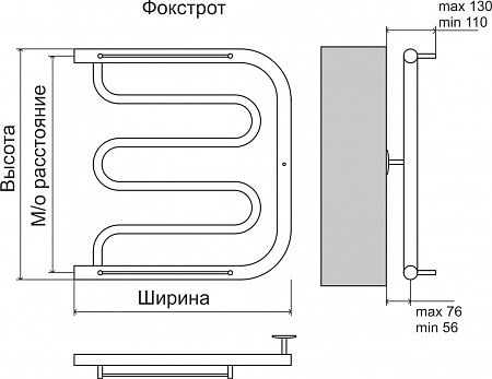 Фокстрот AISI 32х2 500х400 Полотенцесушитель  TERMINUS Барнаул - фото 4