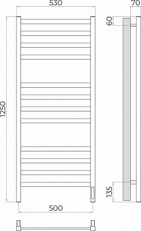 Ното П12 500х1250 Электро (quick touch) Полотенцесушитель TERMINUS Барнаул - фото 3