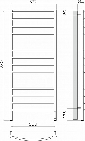 Классик П12 500х1250 Электро (quick touch) Полотенцесушитель TERMINUS Барнаул - фото 3