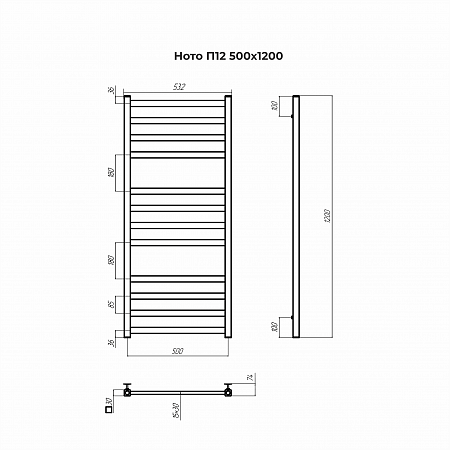 Ното П12 500х1200 Полотенцесушитель TERMINUS Барнаул - фото 3