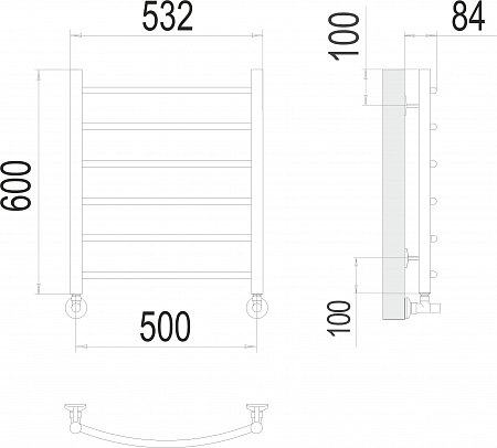 Классик П6 500х600 Полотенцесушитель  TERMINUS Барнаул - фото 3