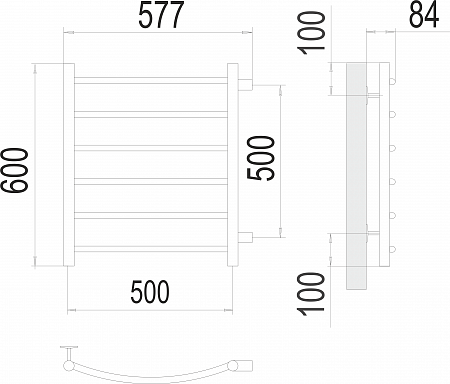 Классик П6 500х600 бп500 Полотенцесушитель  TERMINUS Барнаул - фото 3