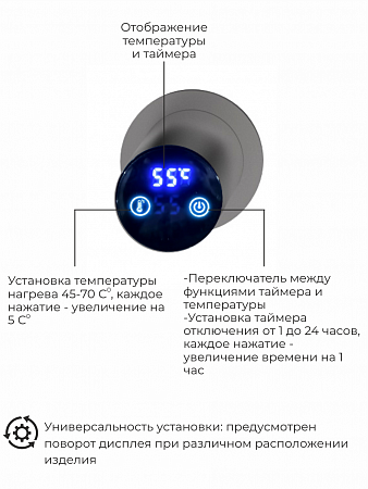 Рондо П2 350х760 электро Полотенцесушитель TERMINUS Оружейная сталь Барнаул - фото 5