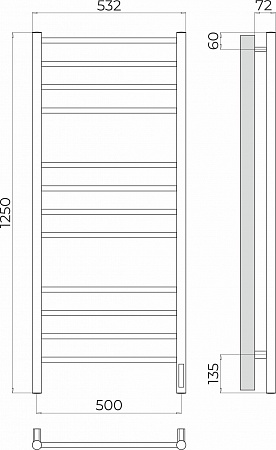 Аврора П12 500х1250 Электро (quick touch) Полотенцесушитель TERMINUS Барнаул - фото 3